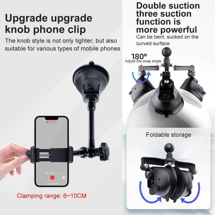 Tri-leg Suction Cup Articulating Friction Magic Arm Phone Clamp Mount