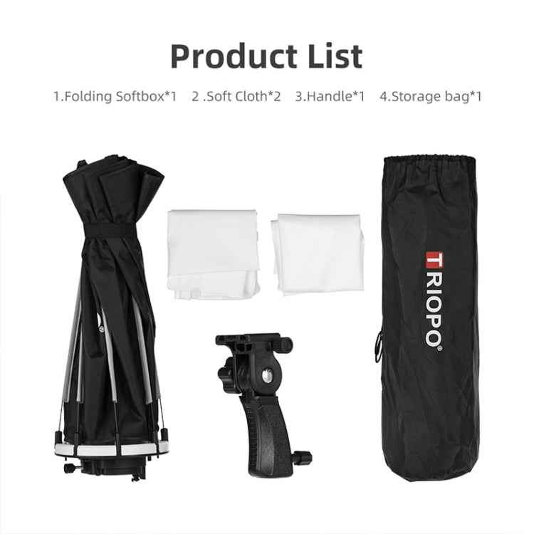 TRIOPO KS90 90cm Dome Speedlite Flash Octagon Parabolic Softbox Diffuser with Bracket Mount Handle for Speedlite