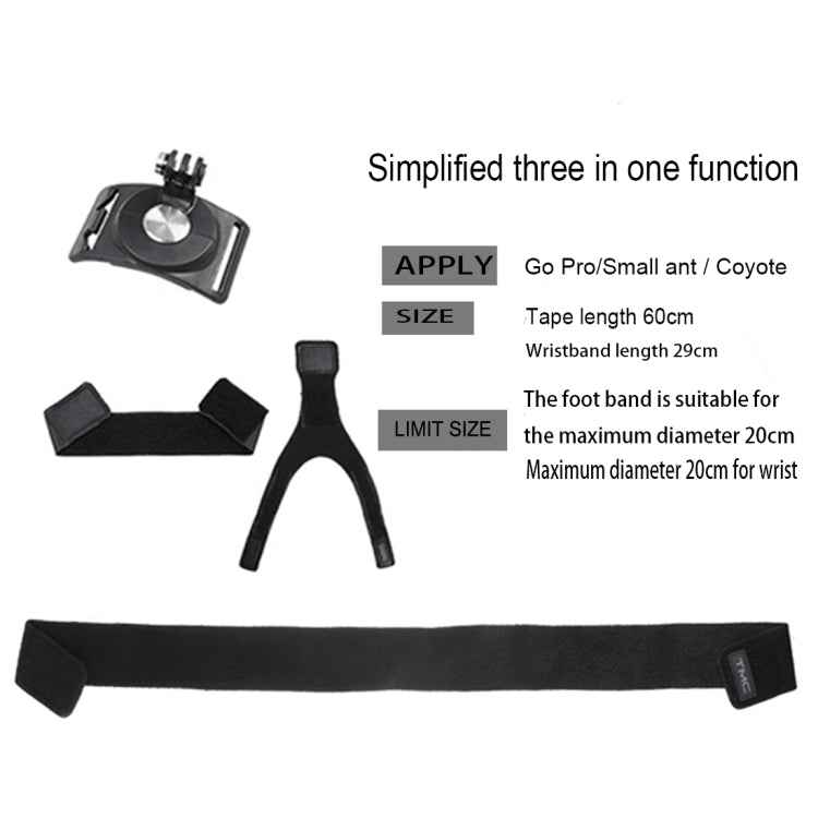 GP278 3 in 1 Hand Wrist Arm Leg Straps 360-degree Rotation Mount for GoPro, Insta360, DJI and Other Action Cameras