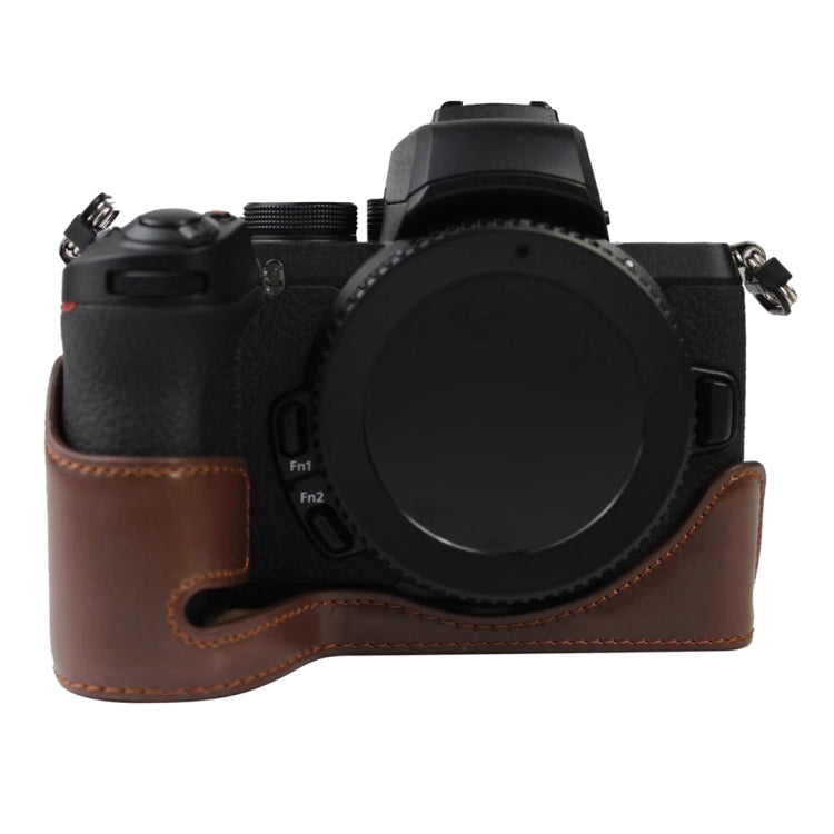 1/4 inch Thread PU Leather Camera Half Case Base for Nikon Z50, For Nikon Z50