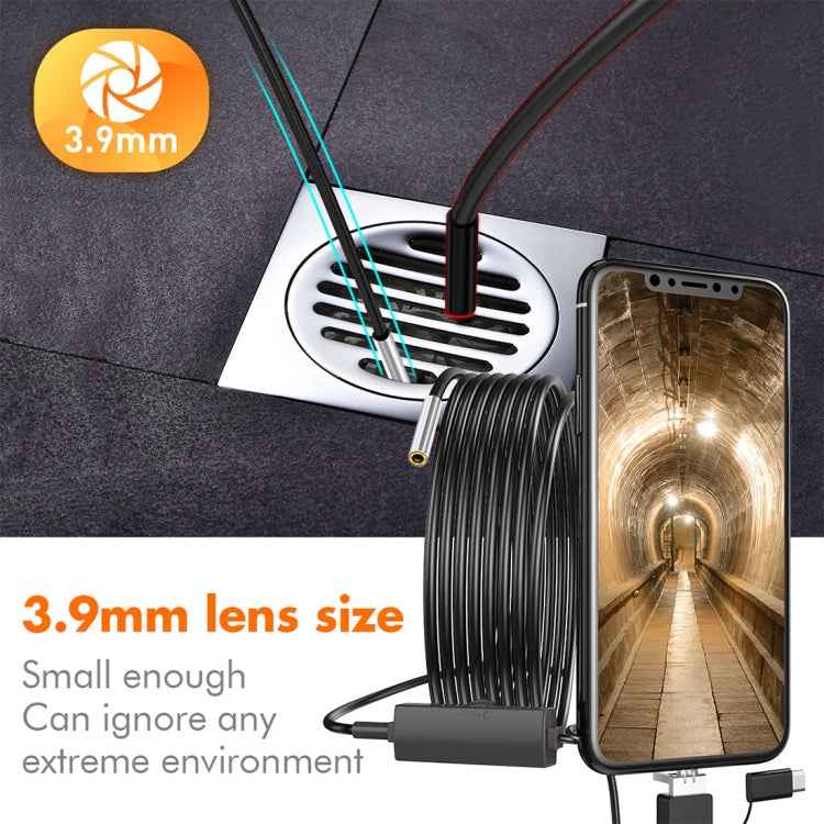 inskam107 3.9mm 3 In 1 HD Waterproof Industry Digital Endoscope Inspection Camera, Length: 5m Flexible Cable