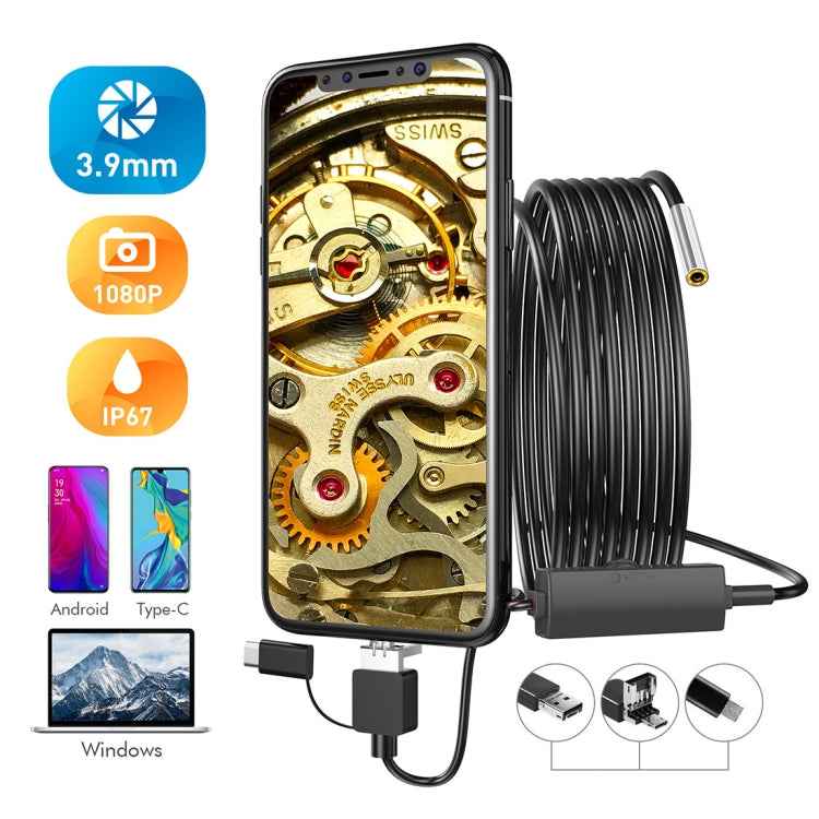 inskam107 3.9mm 3 In 1 HD Waterproof Industry Digital Endoscope Inspection Camera, Length: 3.5m Flexible Cable
