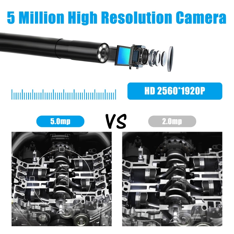 F220 5.5mm HD 5.0MP WIFI Endoscope Inspection Camera with 6 LEDs, Length: 5m