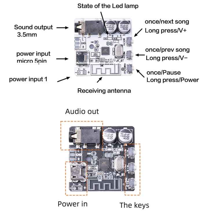 6966 DIY Bluetooth 5.0 Audio Receiver Board Module MP3 Lossless Player Wireless Stereo Music Amplifier Module