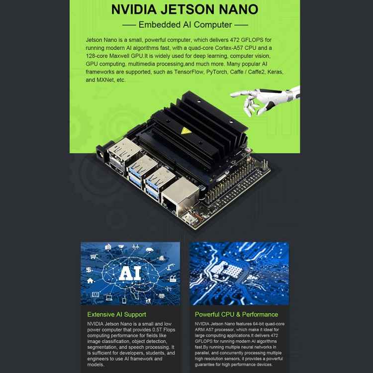 Waveshare JETANK AI Tracked Mobile Robot Kit, Based on Jetson Nano, EU Plug