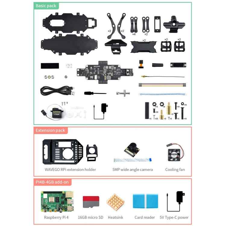 Waveshare WAVEGO 12-DOF Bionic Dog-Like Robot, Extension Pack