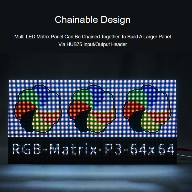Waveshare RGB Full-Color LED Matrix Panel, 3mm Pitch, 64 x 64 Pixels, Adjustable Brightness, 22100