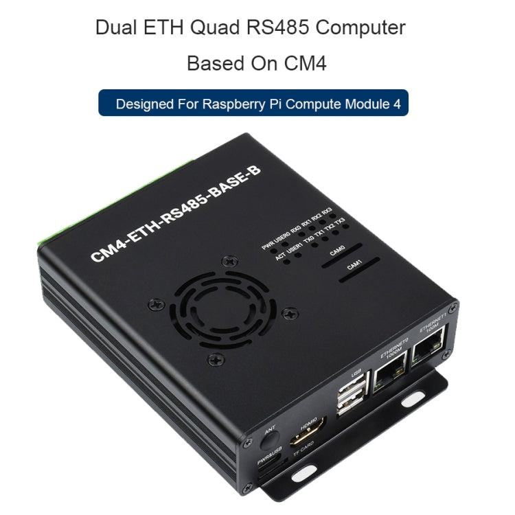 Waveshare Dual ETH Mini-Computer for Raspberry Pi CM4, Gigabit Ethernet, 4CH Isolated RS485