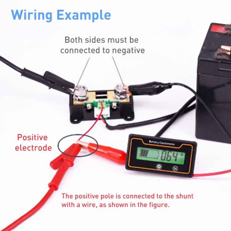 2m 50A 12V 48V Digital Display DC Current Voltmeter Lead-Acid Lithium Battery Charge Meter