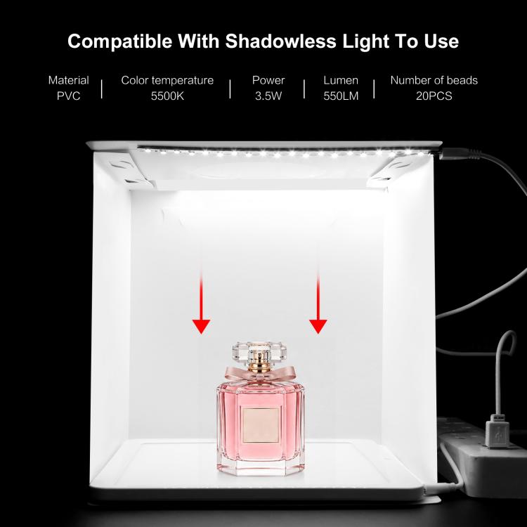20cm Folding Portable 550LM Light Photo Lighting Studio Shooting Tent Box Kit with 6 Colors Backdrops (Black, White, Yellow, Red, Green, Blue), Unfold Size: 24cm x 23cm x 23cm