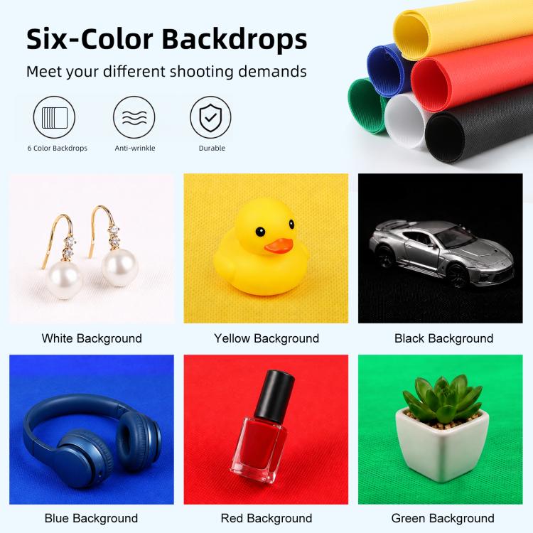 20cm Include 2 LED Panels Folding Portable 1100LM Light Photo Lighting Studio Shooting Tent Box Kit with 6 Colors Backdrops (Black, White, Yellow, Red, Green, Blue), Unfold Size: 24cm x 23cm x 23cm