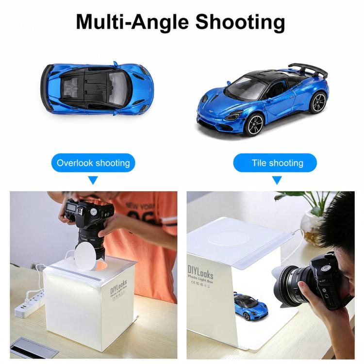 20cm Include 2 LED Panels Folding Portable 1100LM Light Photo Lighting Studio Shooting Tent Box Kit with 6 Colors Backdrops (Black, White, Yellow, Red, Green, Blue), Unfold Size: 24cm x 23cm x 23cm