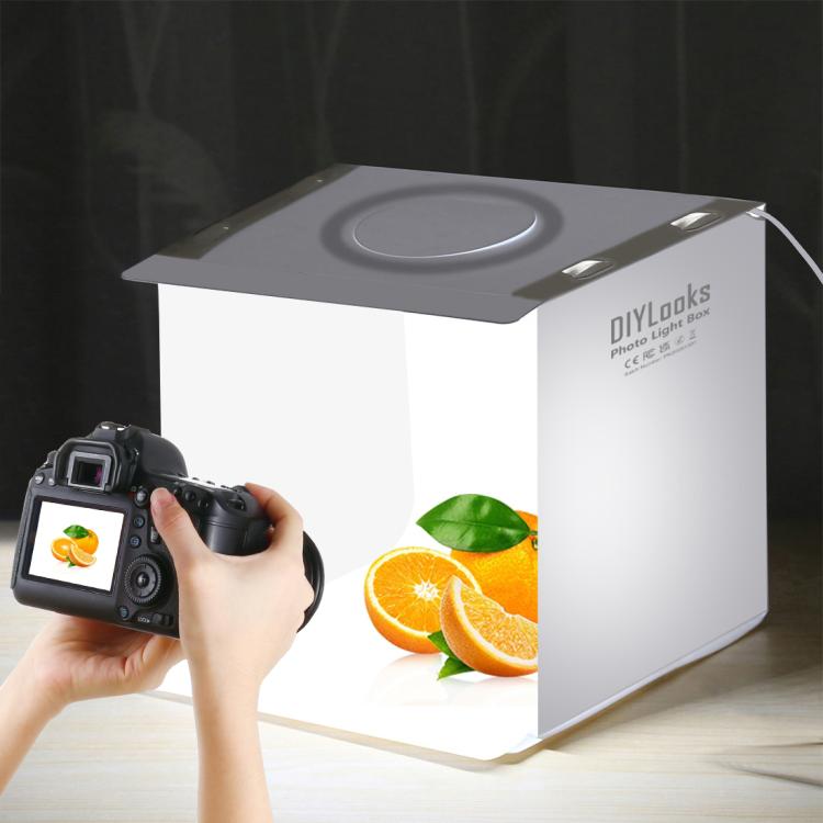 23cm Ring LED Panel Folding Portable Light Photo Lighting Studio Shooting Tent Box Kit with 6 Colors Backdrops (Black, White, Yellow, Red, Green, Blue), Unfold Size: 24cm x 23cm x 23cm