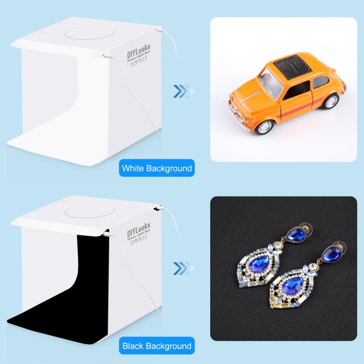 20cm Include 2 LED Panels Folding Portable 1100LM Light Photo Lighting Studio Shooting Tent Box Kit with 2 Colors Backdrops (Black, White), Unfold Size: 24cm x 23cm x 23cm