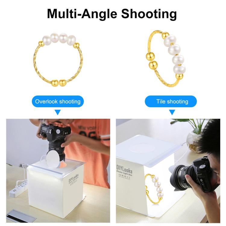20cm Include 2 LED Panels Folding Portable 1100LM Light Photo Lighting Studio Shooting Tent Box Kit with 2 Colors Backdrops (Black, White), Unfold Size: 24cm x 23cm x 23cm