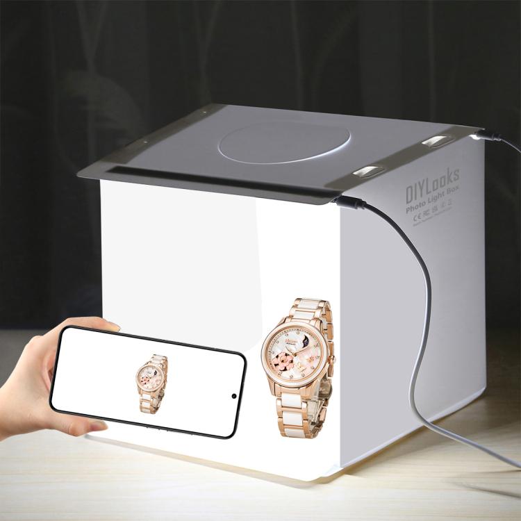 20cm Include 2 LED Panels Folding Portable 1100LM Light Photo Lighting Studio Shooting Tent Box Kit with 2 Colors Backdrops (Black, White), Unfold Size: 24cm x 23cm x 23cm