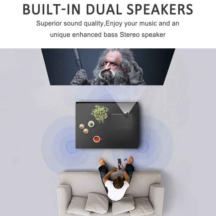 DH-A10 5.8 inch LCD Screen 4200 Lumens 1280 x 800P HD Smart Projector with Remote Control,Android 6.0 OS, Support WiFi, Bluetooth,HDMIx2, USBx2, VGA, AV IN/RCA, RJ45, LAN