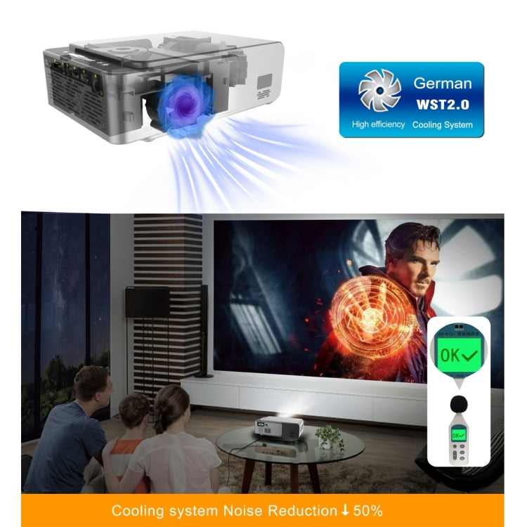 T6 2000ANSI Lumens Mini Theater Projector, Android 7.1 RK3128 Quad Core, 1GB+8GB, EU Plug, Android Version EU Plug