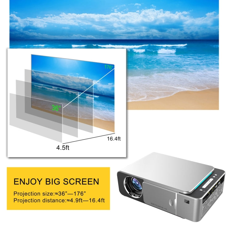 T6 2000ANSI Lumens Mini Theater Projector, Android 7.1 RK3128 Quad Core, 1GB+8GB, EU Plug, Android Version EU Plug