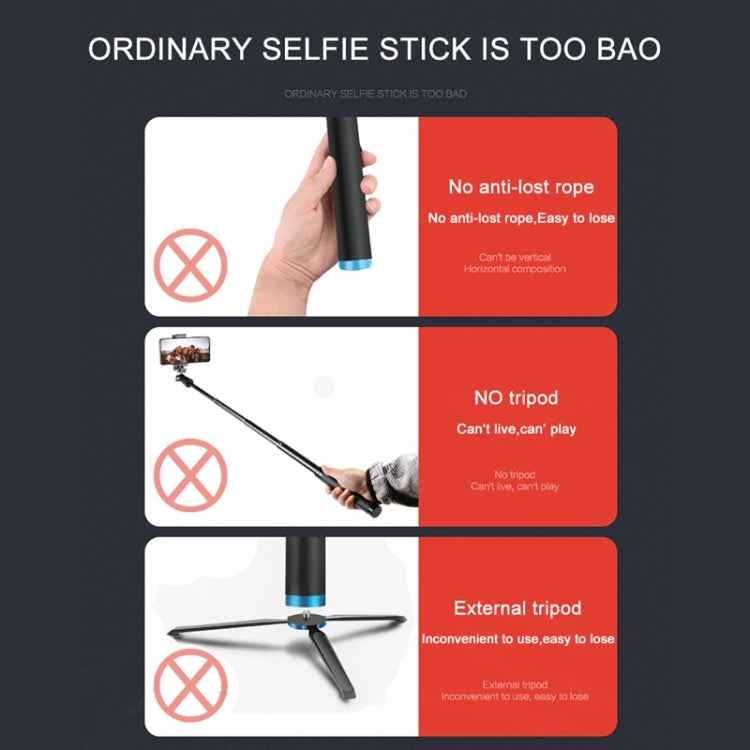 RUIGPRO One-piece Handheld Tripod Selfie Stick Telescopic Monopod Mount for GoPro, Insta360, DJI and Other Action Cameras