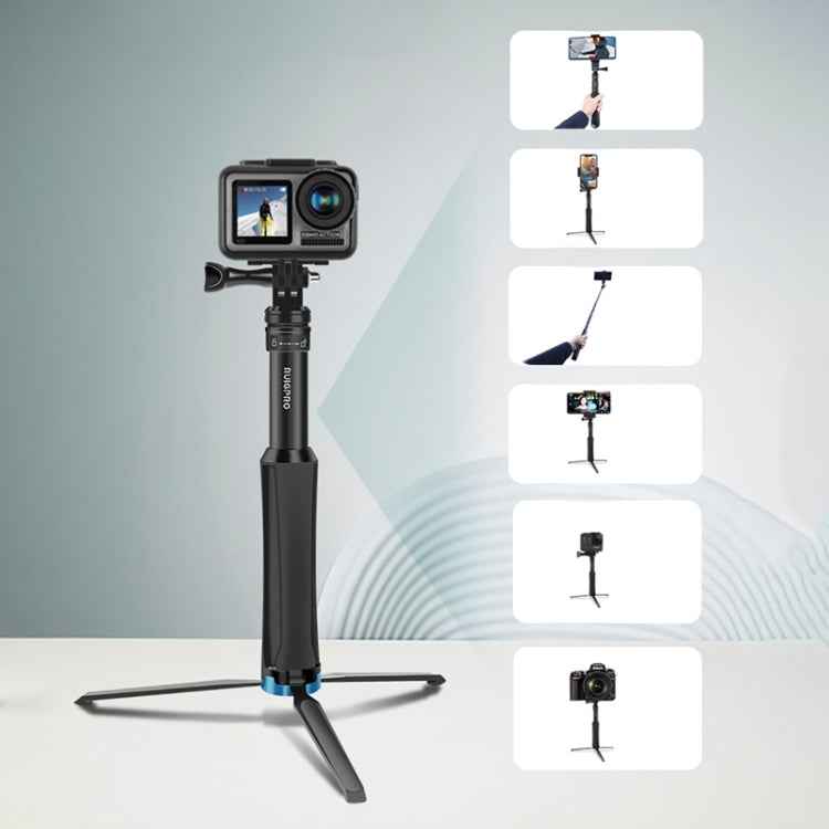 RUIGPRO One-piece Handheld Tripod Selfie Stick Telescopic Monopod Mount for GoPro, Insta360, DJI and Other Action Cameras