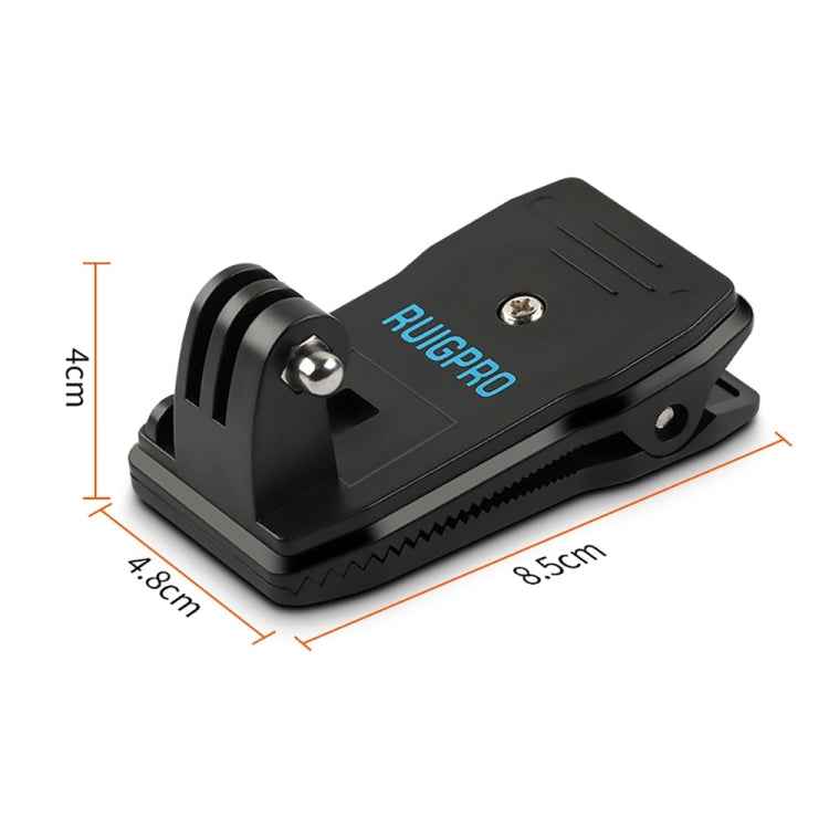 RUIGPRO 360 Degree Rotation Backpack Rec-Mounts Clip Clamp Mount + Phone Clamp for GoPro, Insta360, DJI and Other Action Cameras