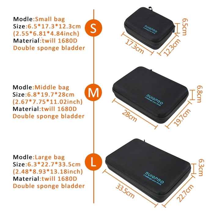 RUIGPRO Shockproof Waterproof Portable Case Box for DJI Osmo Action, Size: 28cm x 19.7cm x 6.8cm