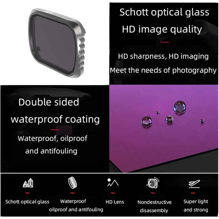 JSR KS 8 in 1 UV + CPL + ND8 + ND16 + ND32 + ND64 + STAR + NIGHT Lens Filter for DJI Air 2S, Aluminum Frame