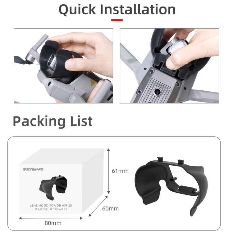 Sunnylife A2S-Q9350 Camera Lens Sunshade Anti-glare Hood for DJI Air 2S / Mavic Air 2