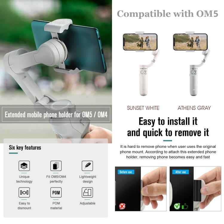 For DJI OM4 STARTRC Handheld Gimbal Quick Release Magnetic Buckle Clamp Expansion Bracket