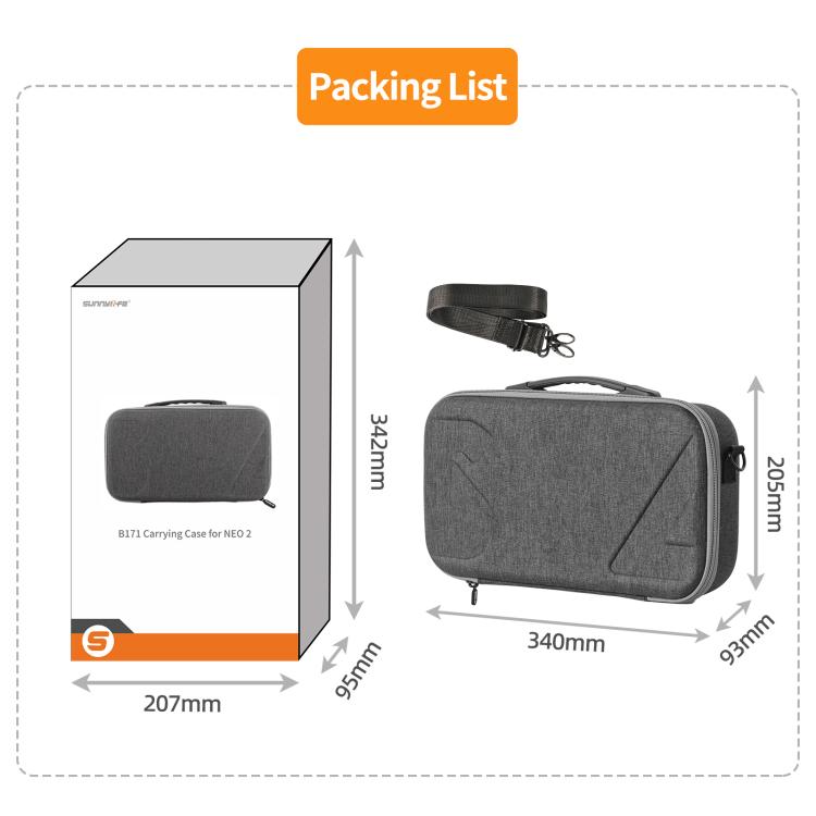 For DJI Neo 2 Sunnylife Portable Carrying Case Combo Shoulder Bag Protective Bag Hard Travel Case, Combo Shoulder Bag