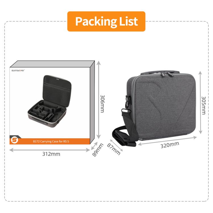 For DJI RS 5 Sunnylife Multifunctional Carrying Case Handbag Shoulder Bags Crossbody Storage Bag, For DJI RS 5