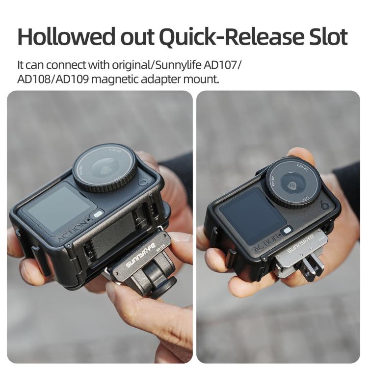 For DJI Osmo Action 6 Sunnylife Protective Case Frame Mount AdapterHousing Case with Detachable Sun Hood, For DJI Osmo Action 6