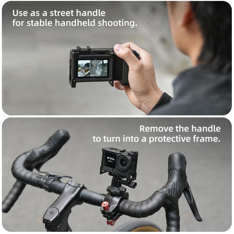 For DJI Action 6 Sunnylife 2-in-1 Detachable Protective Frame & Street Photography Handle Ergonomic Hand Grip Quick Release Shutter Handle, For DJI Action 6