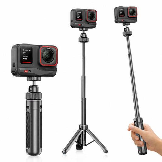 VT-12 Tabletop Tripod Telescopic 1/4 BallHead Selfie Stick for GoPro, Action Camera, VT-12