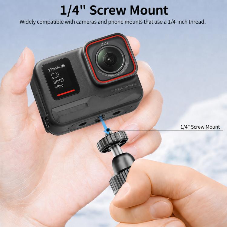 VT-12 Tabletop Tripod Telescopic 1/4 BallHead Selfie Stick for GoPro, Action Camera, VT-12