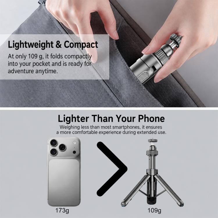 VT-12 Tabletop Tripod Telescopic 1/4 BallHead Selfie Stick for GoPro, Action Camera, VT-12