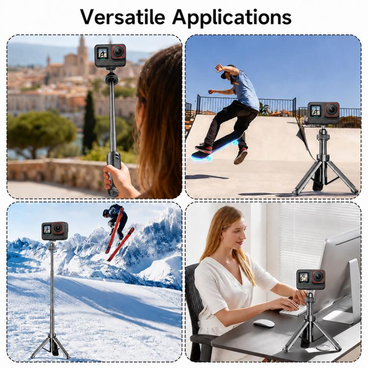 VT-12 Tabletop Tripod Telescopic 1/4 BallHead Selfie Stick for GoPro, Action Camera, VT-12