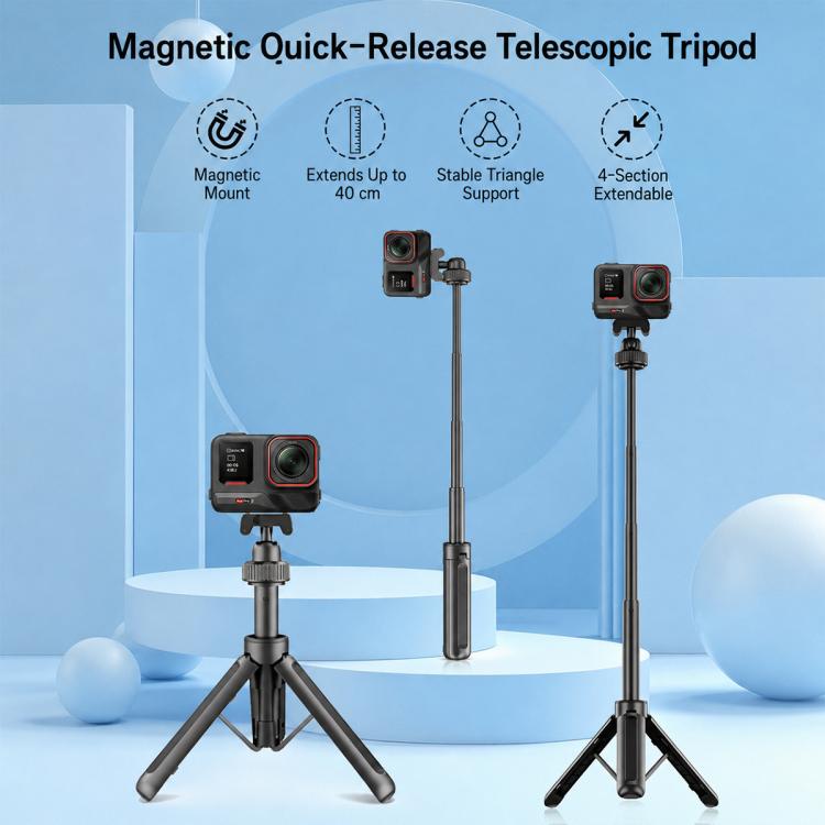 VT-14 Magnetic Tabletop Tripod Telescopic BallHead Selfie Stick for GoPro, Action Camera, VT-10