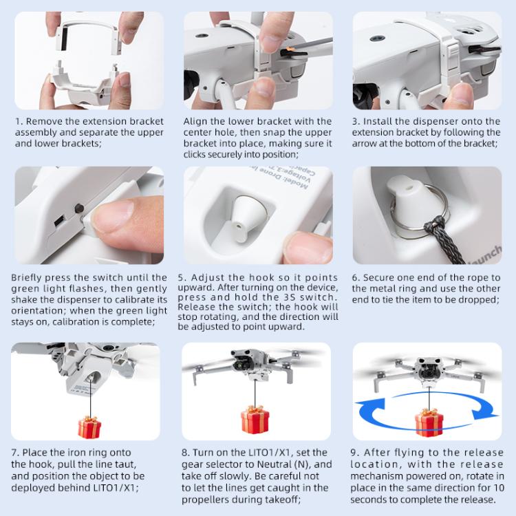 For DJI Lito 1 / X1 STARTRC Air-Dropping System Thrower Parabolic