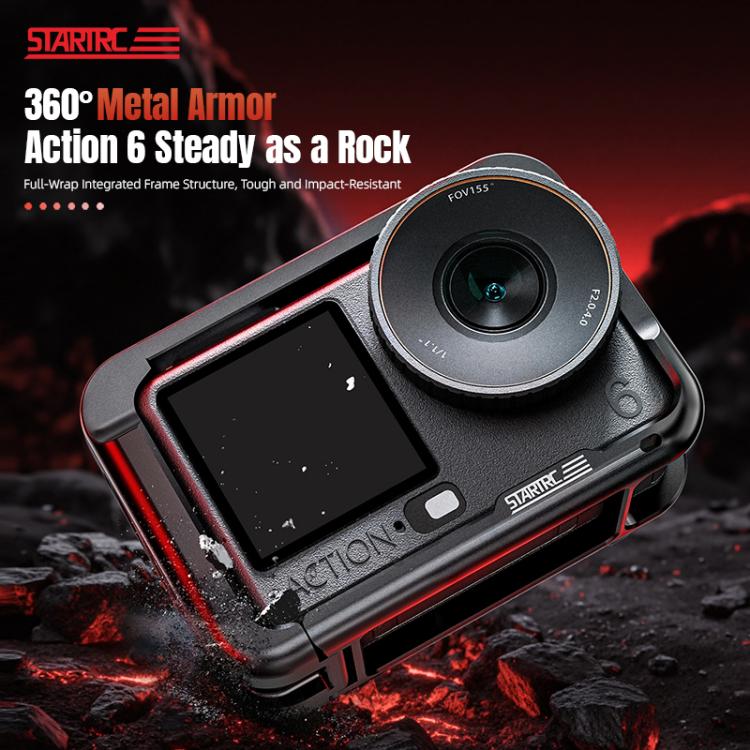 For DJI Osmo Action 6 STARTRC Metal Cage Frame with Cold Shoe, For DJI Osmo Action 6 Metal Cage