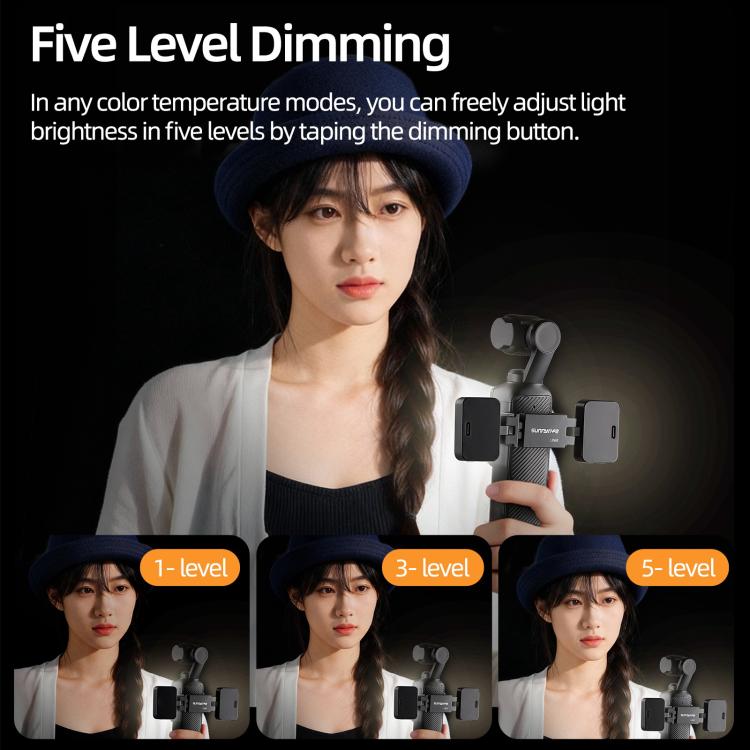 For DJI Osmo Pocket 3 Sunnylife Adjustable LED Video Light Quick-Release Fill Light Tri-Color Dimmable Portable Fill Lamp