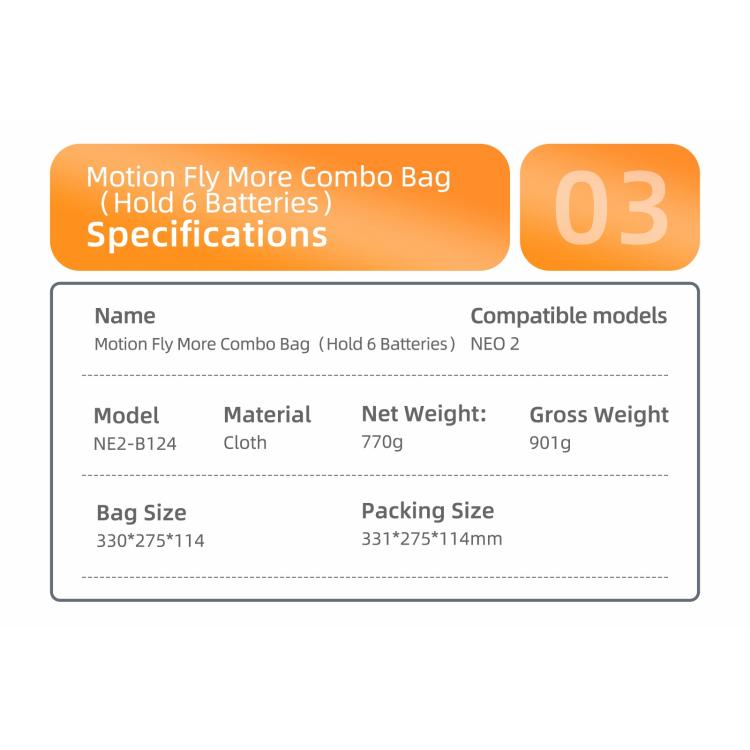 For DJI Neo 2 Sunnylife Portable Carrying Box Shoulder Bag Motion Fly More Combo Bag, Motion Fly More Combo Bag
