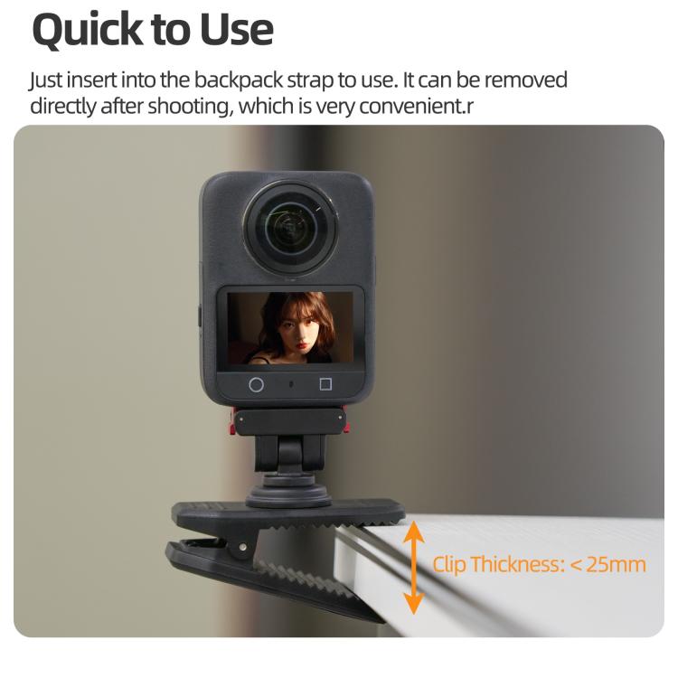 Sunnylife Magnetic Quick-Release Backpack Clip Action Camera Clamp Vertical-Horizontal Mount for DJI Osmo 360 / Action 5 Pro / 4 / 3 / 2