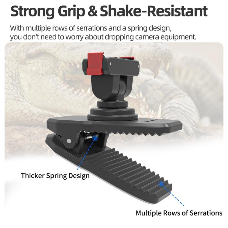 Sunnylife Magnetic Quick-Release Backpack Clip Action Camera Clamp Vertical-Horizontal Mount for DJI Osmo 360 / Action 5 Pro / 4 / 3 / 2