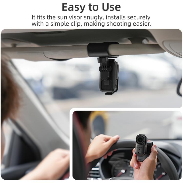 For DJI Osmo Nano Sunnylife Car Sun Visor Mount Action Camera Holder 360 Rotating 90 Tilt Sun Visor Holder, MJ165 Car Sun Visor Mount
