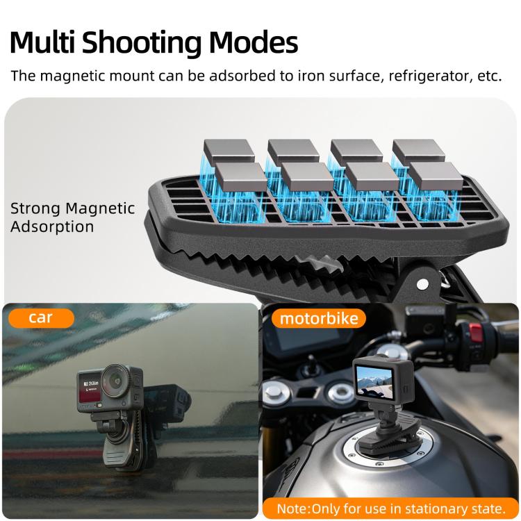 Sunnylife Magnetic Quick-Release Backpack Clip Adjustable Action Camera Clamp Vertical-Horizontal Mount for DJI Osmo Nano / Action 6, MJ-172 For DJI Osmo Nano / Action 6