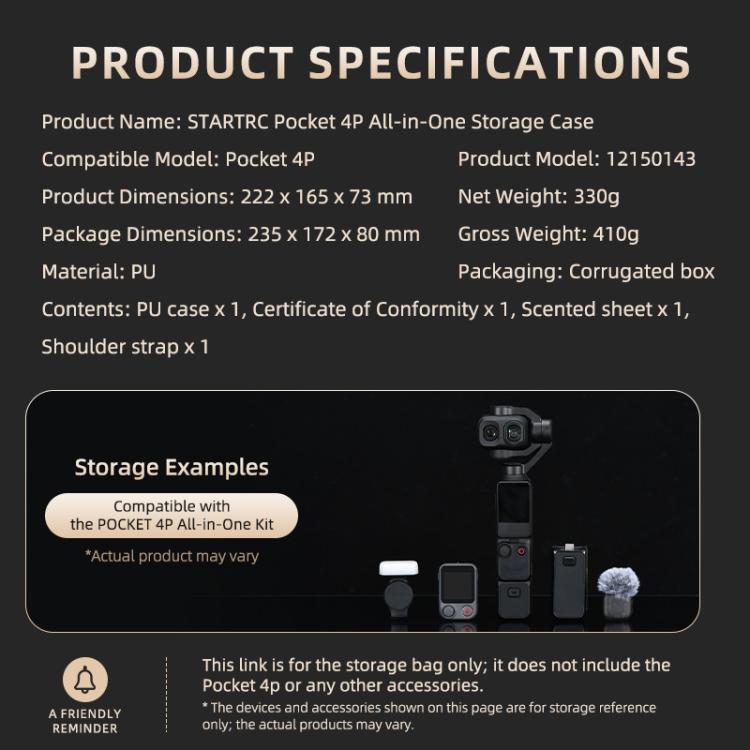 For DJI Osmo Pocket 4P STARTRC Portable Carrying Case Molded All-round Set Storage Bag, For DJI Osmo Pocket 4P