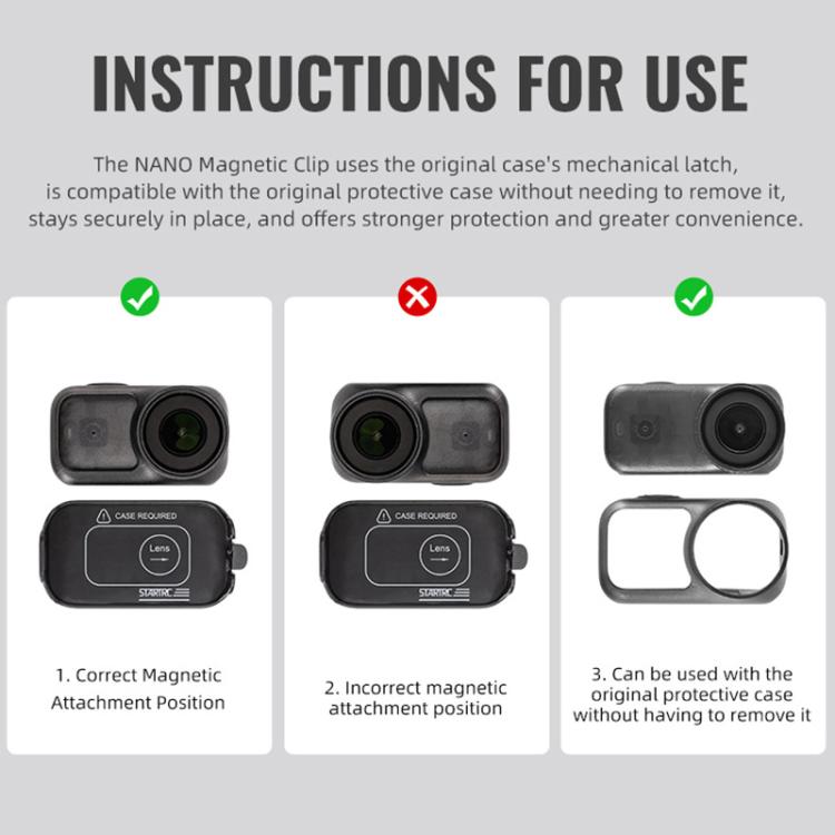 For DJI Osmo Nano STARTRC Backpack Clip Adjustable Action Camera Clamp Quick-Release Mount, Backpack Clip For DJI Osmo Nano