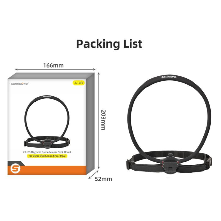 Sunnylife Magnetic POV Neck Mount Hand Free Video Vlog Neck Adjustable Selfie Holder with Body Strap For DJI Osmo 360 / Action 5 Pro / 4 / 3 / 2, For DJI Osmo 360 / Action 5 Pro / 4 / 3 / 2